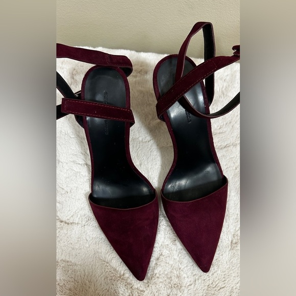 🌟 Alexander Wang Lovisa Suede D’Orsay Pumps Heels In Deep Red/Burg Sz 38.5/ US 8 - Picture 3 of 11
